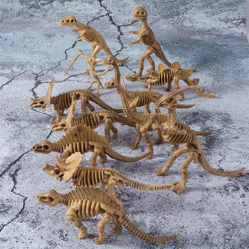 12pcs Dinosaur Fossil Skeleton Figures Dinosaur Crafts Ornaments Kids Toy Teaching Supplies Photo Props for Kids