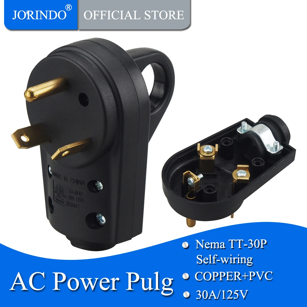 JORINDO [Nema TT-30P] 30Amp сверхмощный RV Замена штекер, Nema TT-30P замена питания в сборе штекер для шнура. Сетевой разъем