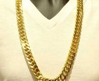 

Men Model Thick Chunky Chain 18 k Solid Yellow G/F Fine Gold Necklace 24" Heavy