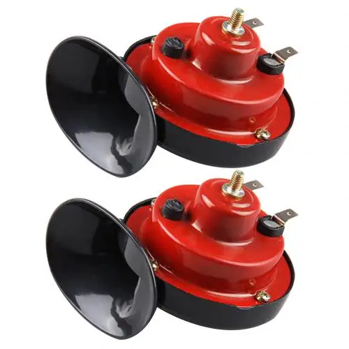 Black Red 2 шт. 105дБ 12 В Мотоцикл Авто Водонепроницаемый Универсальный супер громкий Улитка воздушный рог сирена колонки труба звуковой сигнал для автомобиля - Цвет: Black Red