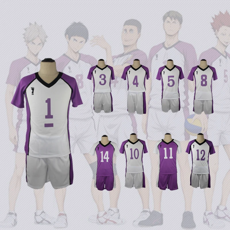 Haikyuu!! Cosplay Costume Shiratorizawa School Volleyball Uniform Ushijima Wakatoshi Team Sportswear and Free Knee Pads
