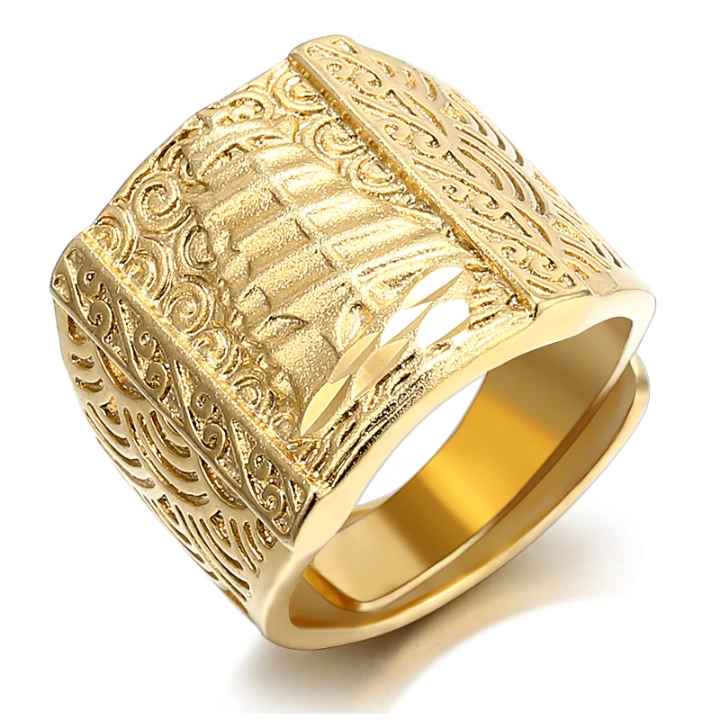 

Punk Rock Sailing Boat Men 's Ring Luxury Gold Color Resizeable To 7-11 Finger Jewelry