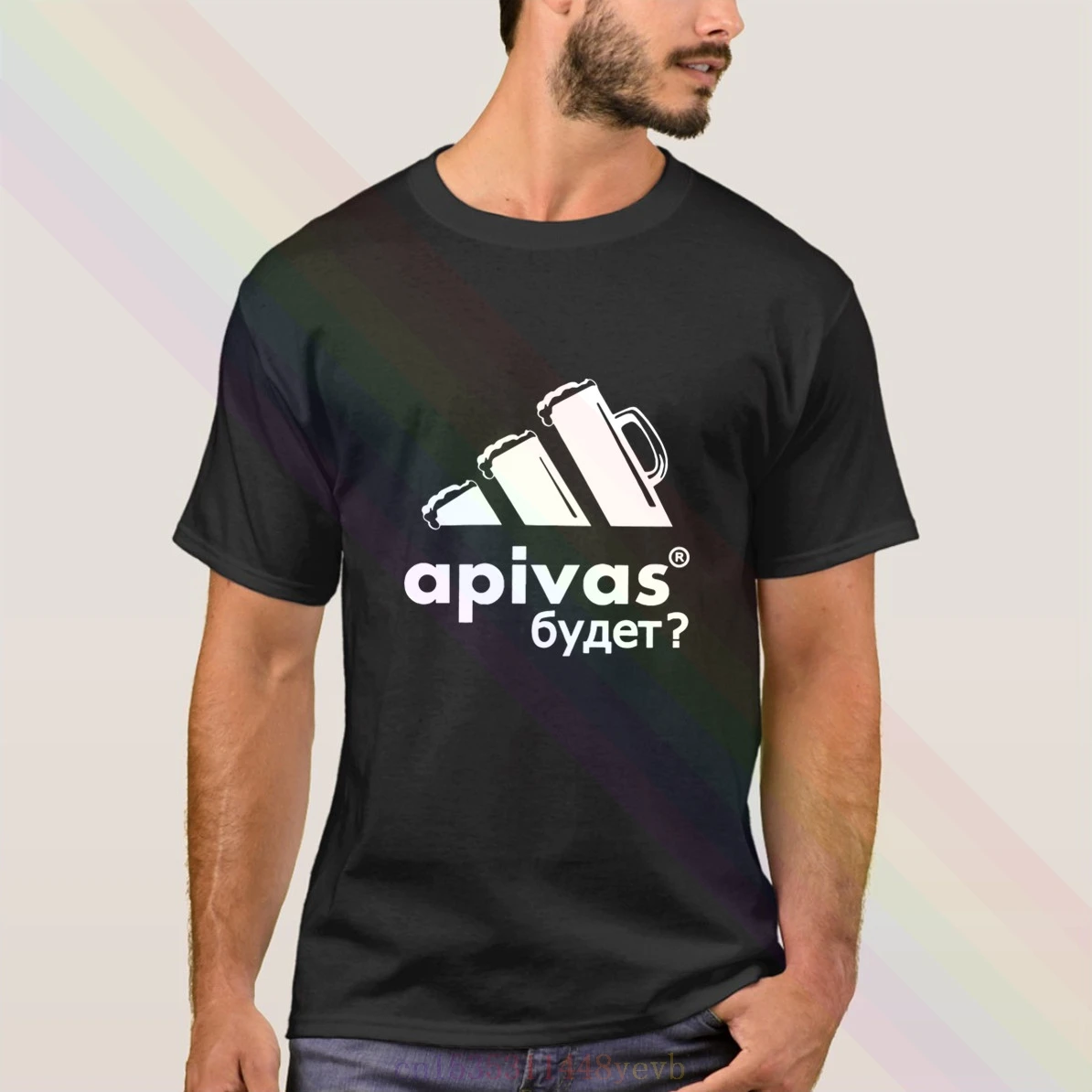 Мужская футболка с коротким рукавом логотипом Apivas надпись пиво русские притчи