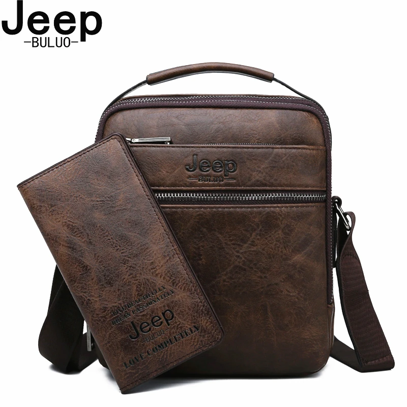 Мужская сумка из спилка jeep buluo оранжевая однолямочная кожи деловая для