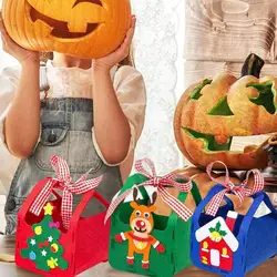 Kit de bolsa de dulces de fieltro para Navidad, suministros de Navidad para árbol de Navidad, Papá Noel, ciervo, muñeco de nieve, bolso de mano, Juguetes Diy, costura, artesanía para fiesta, bolsa de regalo educativo F0B4