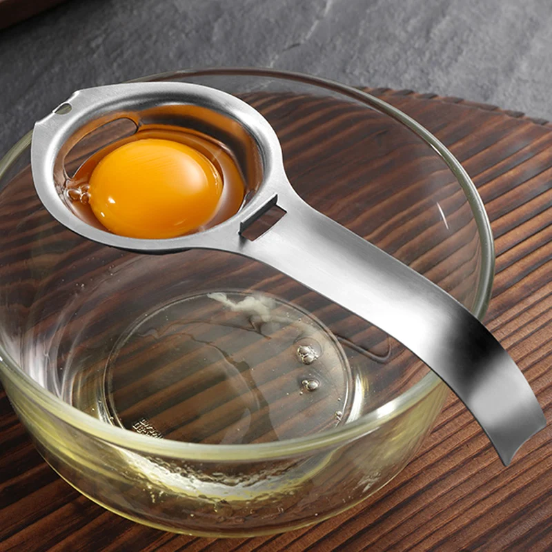 Separador de ovos de aço inoxidável, filtro separador de gemas brancas, alça longa, divisor de ovos, ferramentas de cozinha, utensílios