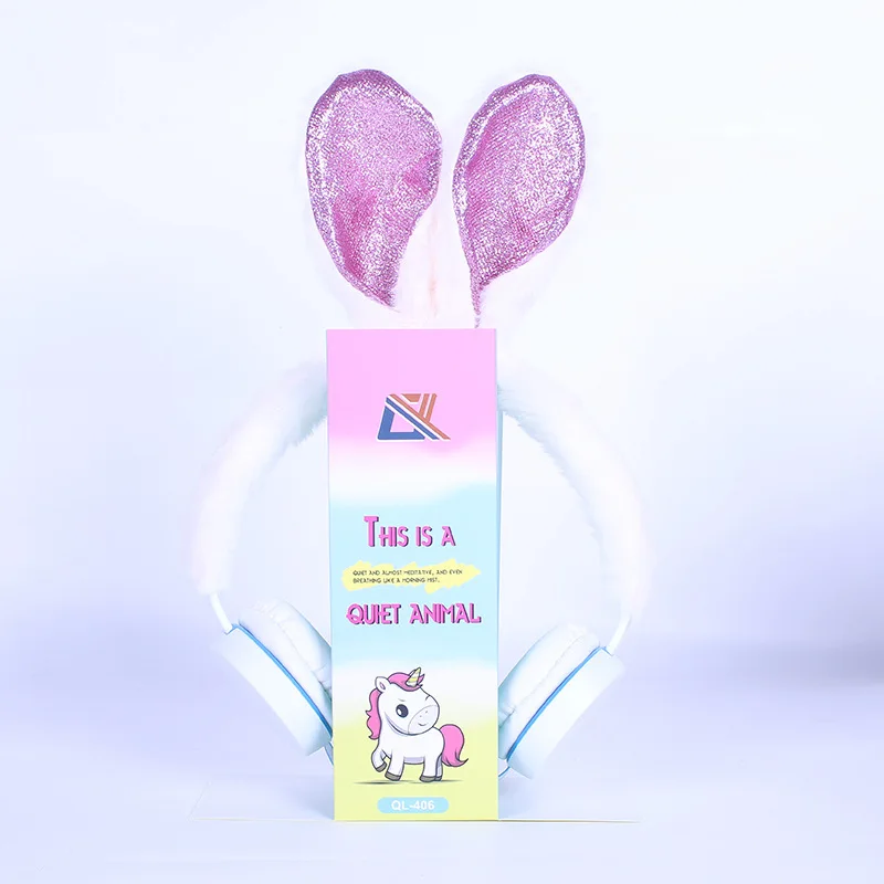 Cute Rabbit Ear Headphone Kids Stereo Headphones Music Earphone Headset for Boys Girls with 3 5mm Jack for Smartphone PC Bithday
