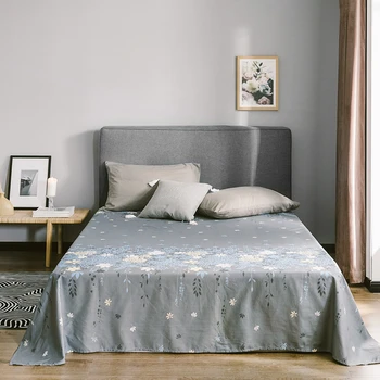 

Soft Cozy Cotton Flat Bed Sheet Printing Breathable Home Textiles Bed Coverlet Multi Sizes Right Angle Bed Sheet