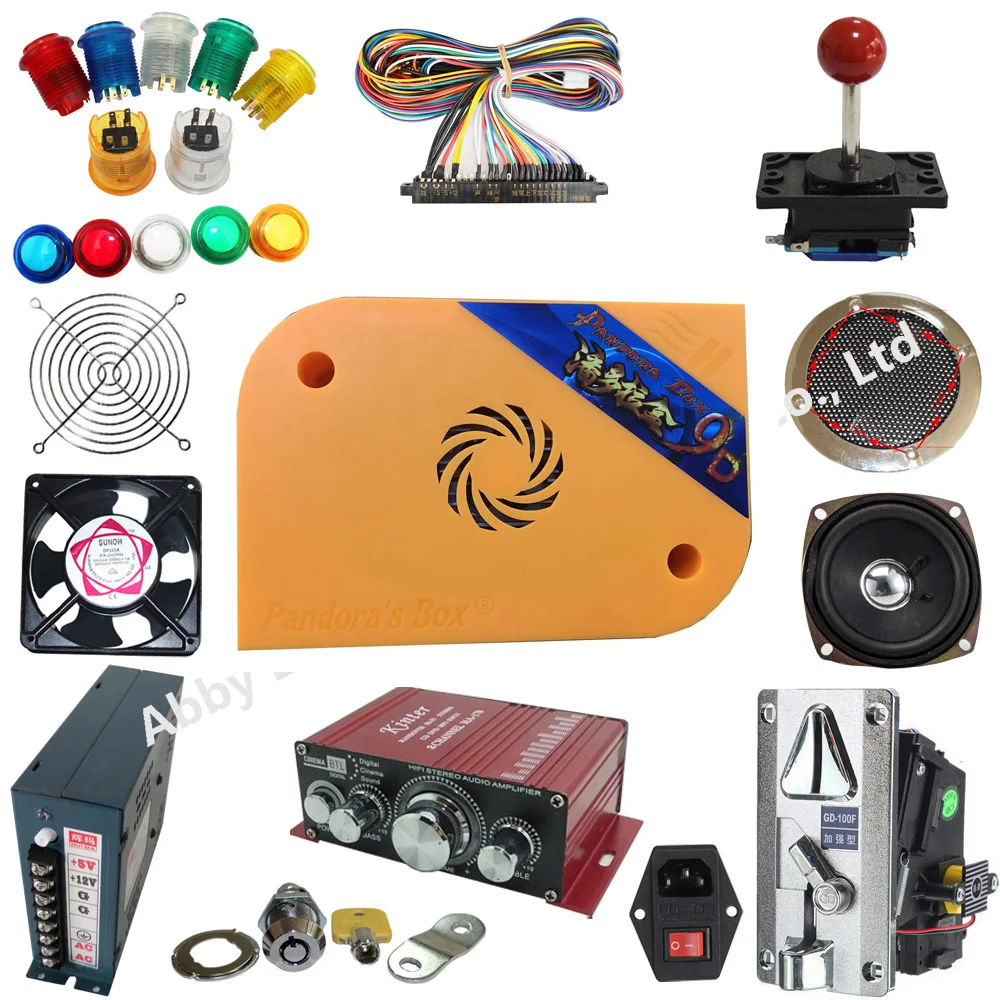 

Arcade parts Bundles kit With 2500 in 1 Pandora's Box 9D Long shaft Joystick Silver illuminated button Microswitch Jamma Harness