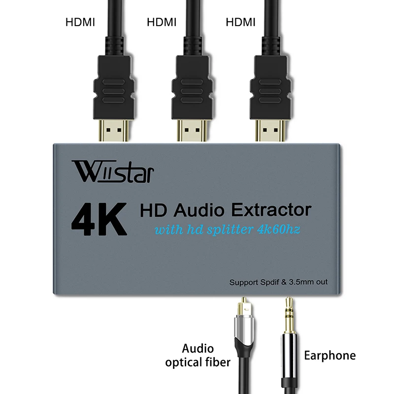 4K Convertitori Adattatore Audio Spdif Ottico Da Hdmi A Hdmi Da 3.5Mm Convertitore Estrattore Audio Hdmi Splitter Audio Per Tv Dvd