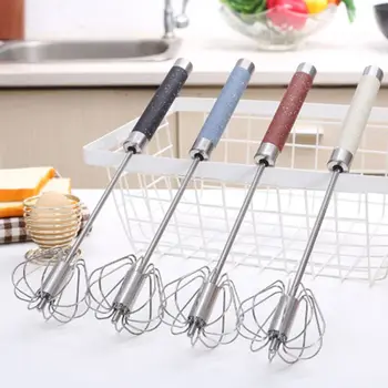 

Stainless Steel Hand Pressure Rotary Whiskr 12 Inch Handheld Creamy Whisk Color Cooker Semi-Automatic Whiskr