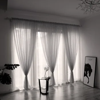

Hot Sale Morden White Tulle Curtains Simple European Style Curtains Solid Color Curtains Window Sheer Curtains