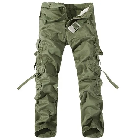 Новые мужские брюки карго армейский зеленый большие карманы украшения мужские s повседневные брюки легко мыть мужские осенние армейские брюки размера плюс 28-40 - Цвет: Grass green