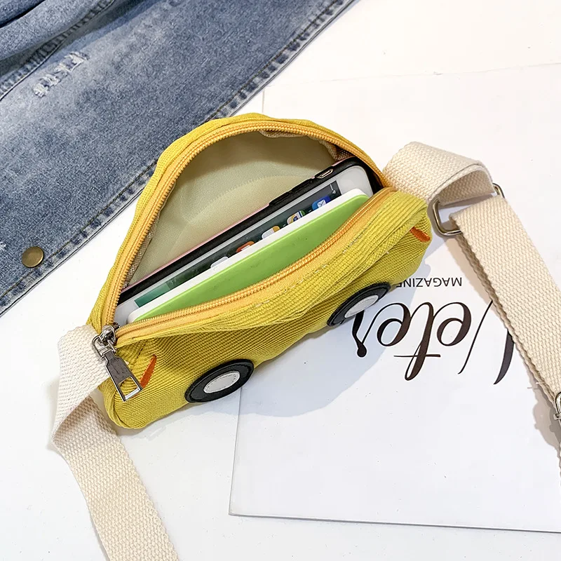 New Cartoon Canvas Shoulder Bag Korean Car Baby Girls Crossboby Bag Messenger Cute Xmas Gits for Children Small Hand Bags Sac
