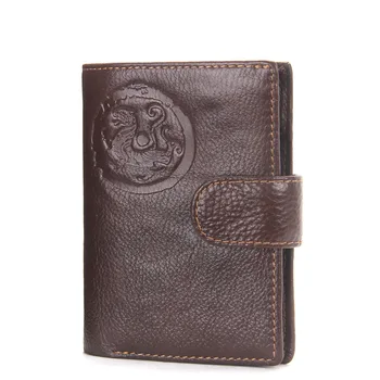

100% Genuine Leather Men's Wallet Fashion Male Clutch Cowhide Passport Cover Clamp For Money Money Bag Man Vintage Walet Rfid