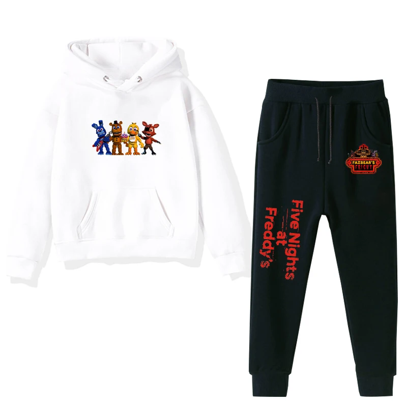

Five Nights At Freddy Print Boys Girls Sweatshirts Autumn Winter Clothes Kids Baby Black Pink White Hoodies + Pants 2Pcs/Sets
