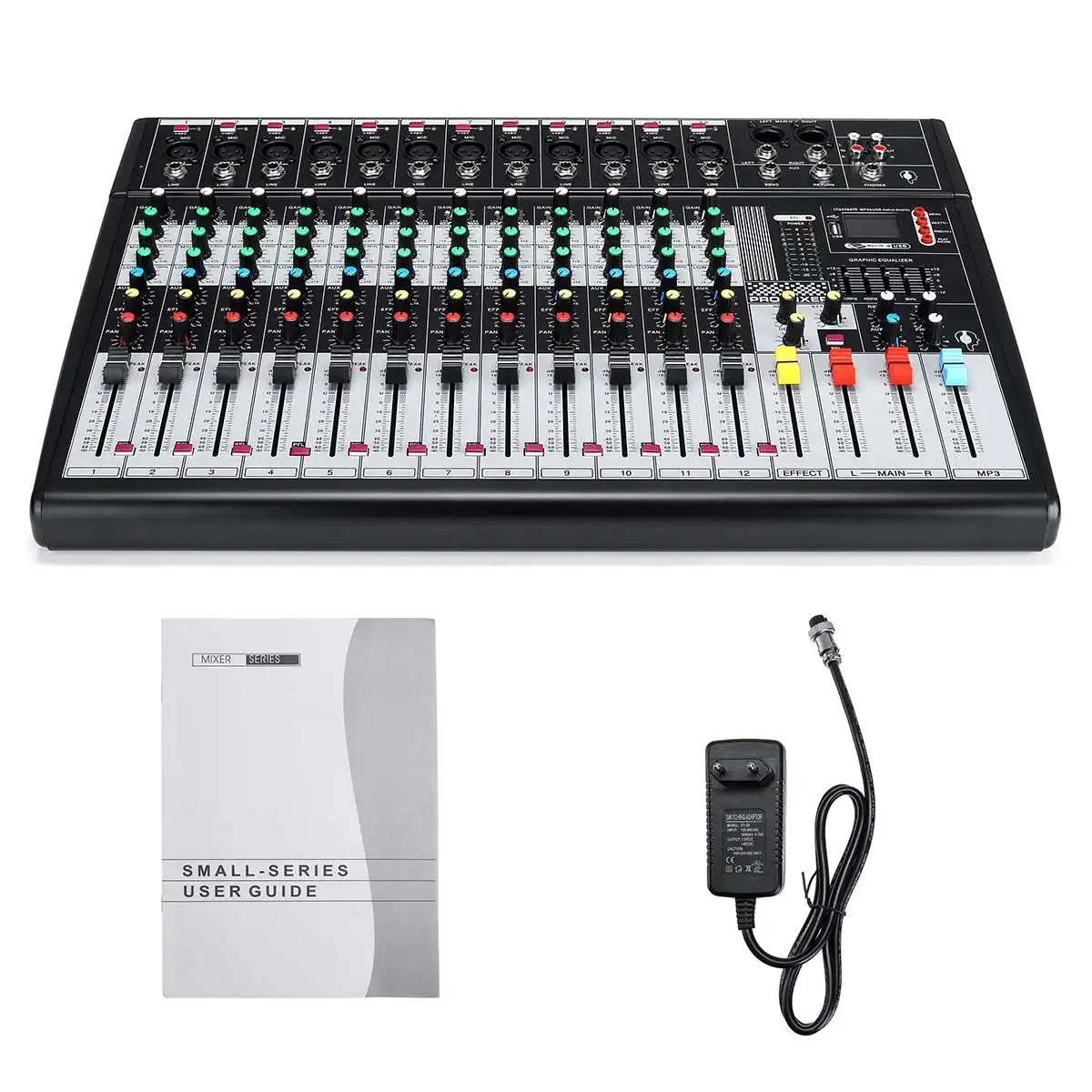 12 каналов bluetooth DJ звук аудио микшер консоль Профессиональный Live Studio усилитель с USB XLR 48 В фантомное питание караоке