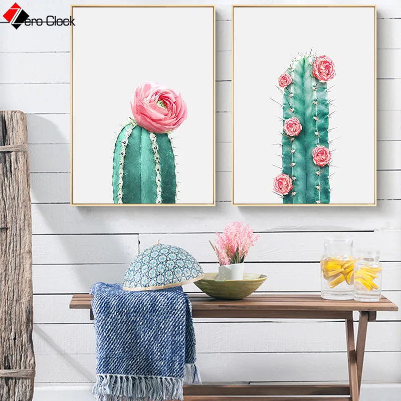 Nursery Botanical Canvas Painting Desert Art Prints Light Green Cactus Poster Tropical Wall Decoration Pictures Decor | Дом и сад
