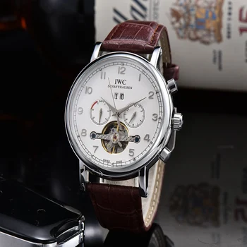 

IWC- New Automatic Mechanical Men Watch Silver Blue Stainless Steel Transparent Sapphire Glass AAA Glide Watches 968