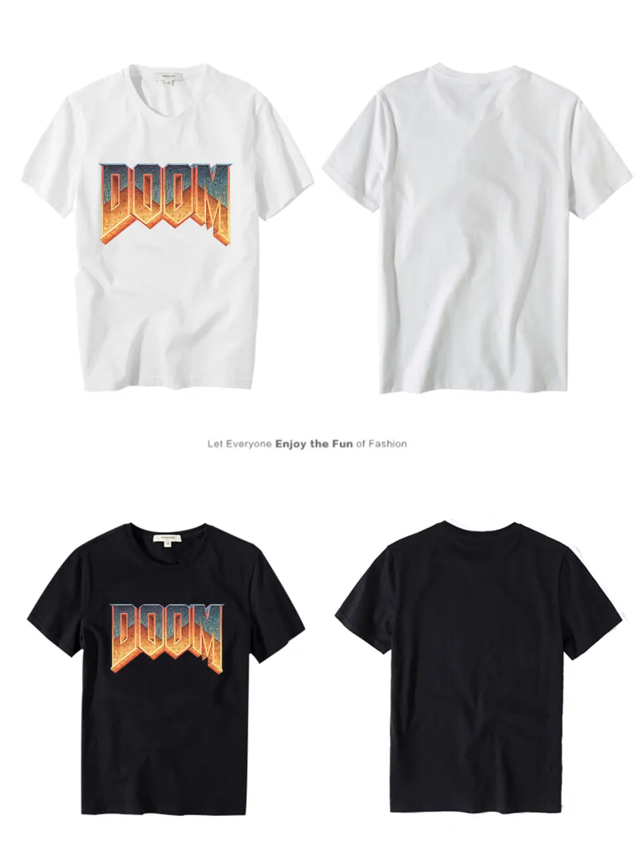 Графический принт Doom видео игры Homme Футболки для мальчиков и девочек летом прохладно человек из органического хлопка, футболка, рубашка с круглым воротником