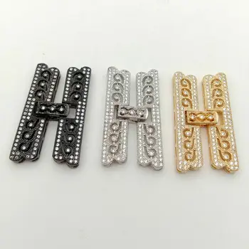

18k Gold filled clear CZ micro pave 4strand clasp for jewelry making 18x36mm
