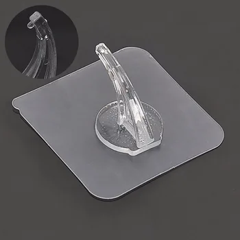

5/10 PCS Transparent strong self-adhesive door wall hook storage hanging magic kitchen bathroom accessories waterproof hook