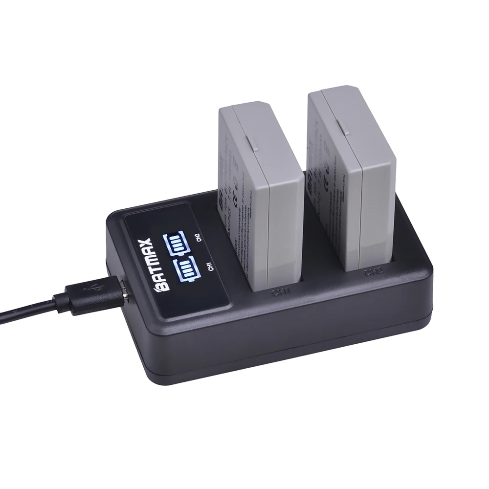 Batmax 1500Mah Lp-E5 Lpe5 Batteria Per Fotocamera Led Caricatore Doppio Usb Per Canon Eos Eos Rebel Xs, Rebel T1I, Rebel Xsi,1000D,500D,450D