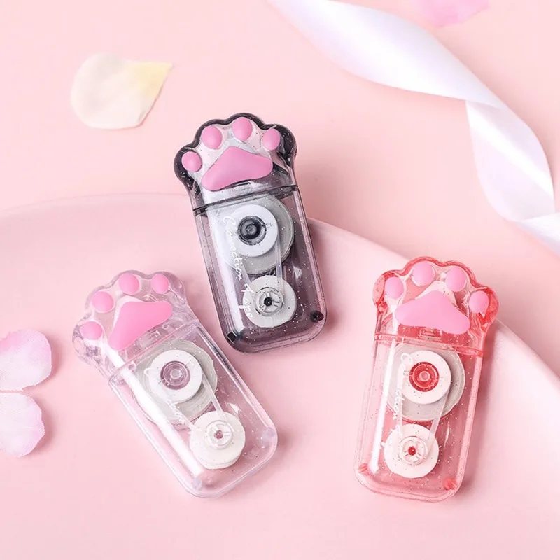 1PCs Cute Cat Paw Correction Tape Cartoon Transparent Shell Writing Corrector for Kids Gift Stationery School Office Supplies 6m |