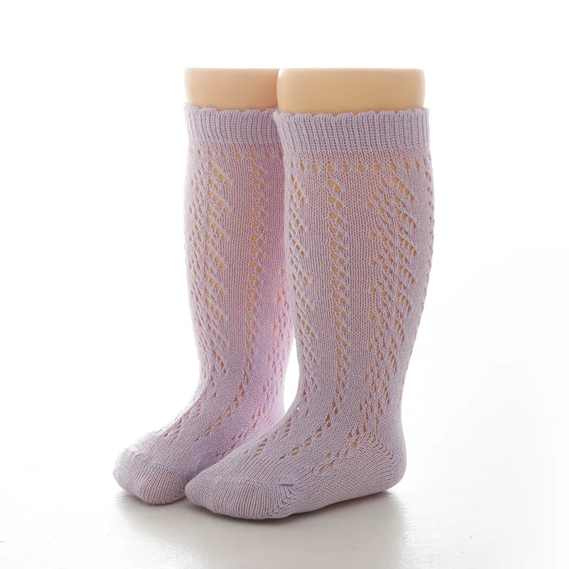 Ins Baby Socks Knee High Long Girl Boy Hollow Floor Sock Spring Summer Infant CandyColor Sock Soft Toddler Fashion Spanish Socks
