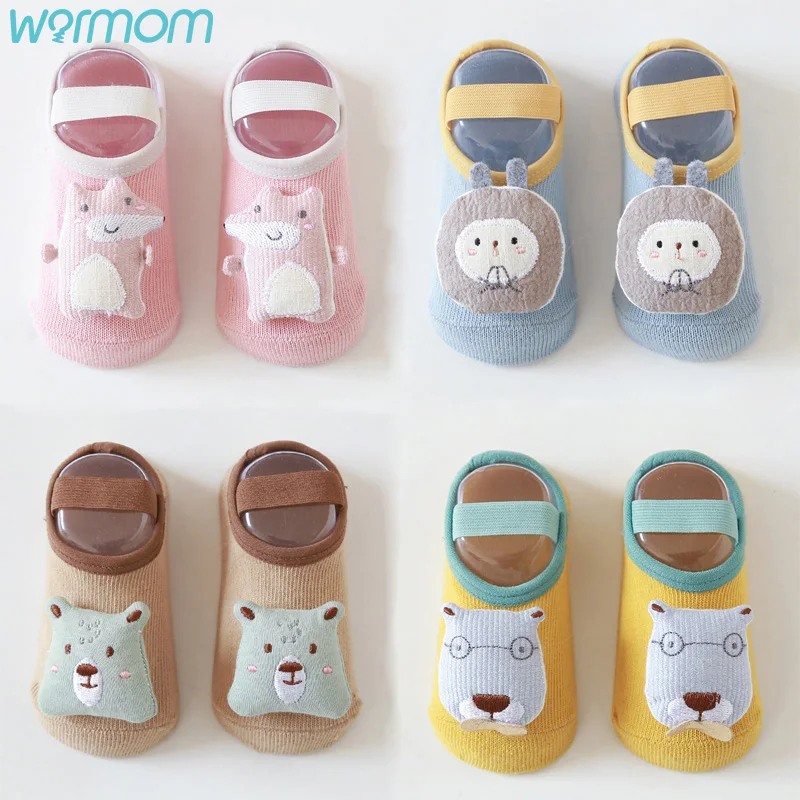 

Warmom Baby Short Socks Spring Summer Animal Doll Cartoon Socks Boys and Girls Non-slip Socks Baby Floor Socks Frilly Boat Socks