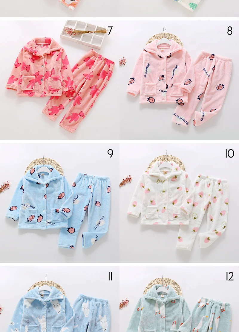 INPEPNOW Flannel Sleepwear Kids Homewear Baby Pajamas for Girls Children's Pajamas for Boys Christmas Pjs Clothes 2-14 Years