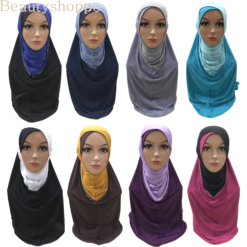 ITODA Sciarpa lunga da donna, copertura completa musulmana, turbante istantaneo, hijab, malesia, islamico, lungo, per Ramadan, scialle avvolgente, morbido, elastico, adorazione, preghiera, copertura