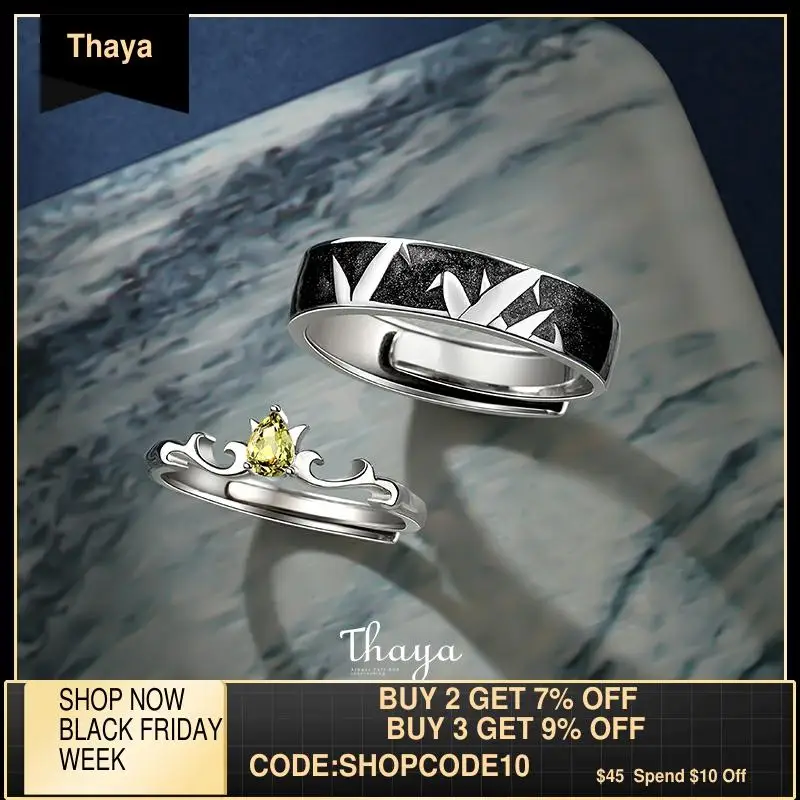 Женское кольцо с белым цветком Thaya из 100% стерлингового серебра S925 пробы открытым