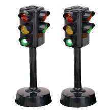 

2pcs Safety Role Play Educational Voice Flash Kids Gift Blocks Early Learning Mini Street Traffic Sign Light Toy Simulation Road