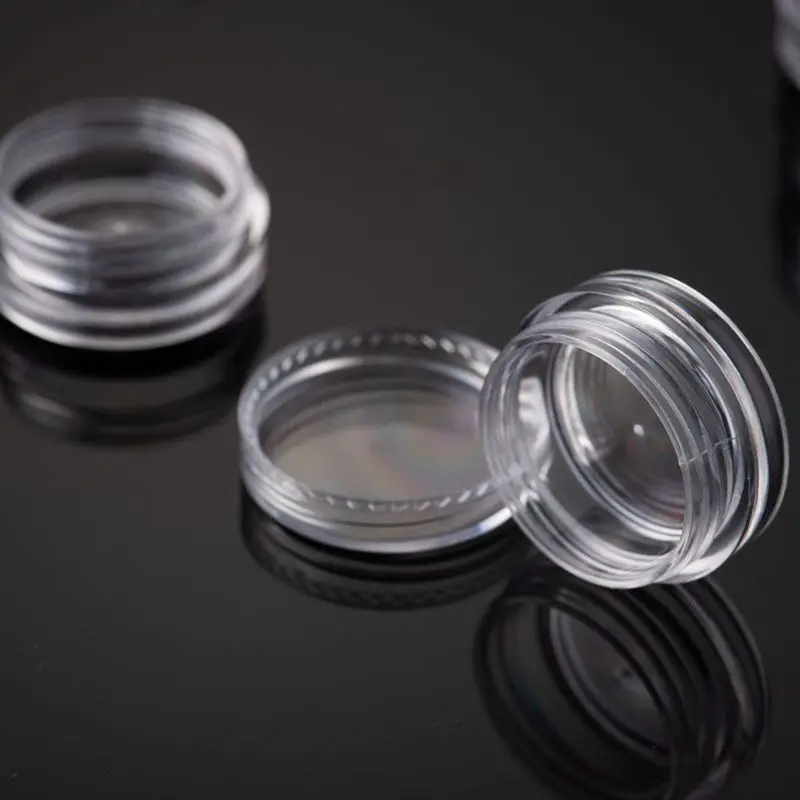50Pcs 3ML Clear Plastic Jewelry Bead Storage Box Small Round Container Jars Make Up Organizer Boxes