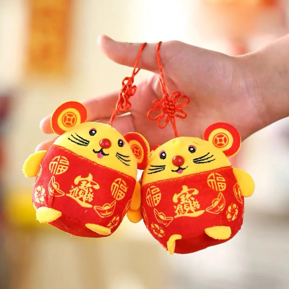 2020 Chinese New Year Plush Toy Year of the Rat Pendant Chinese Knot Plush Red Mouse in Suit Car Home Decor wall hanging Decor 2020 Chinese New Year Plush Toy Year of the Rat Pendant Chinese Knot Plush Red Mouse in Suit Car Home Decor wall hanging Decor