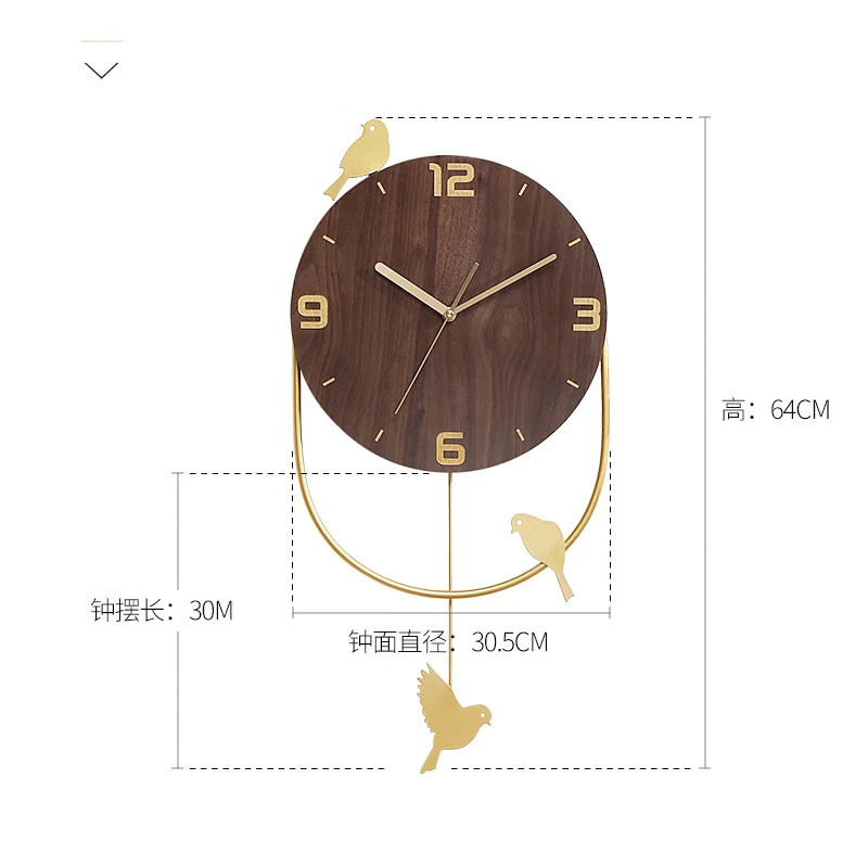 Hoshine самодельные Украшения птицы настенные часы современный Horloge Murale дизайн современный большой Reloj de Pared Klok для украшения дома - Цвет: Brown