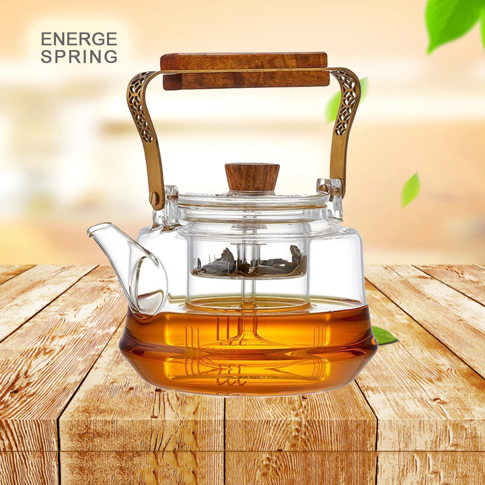 

ENERGE SPRING 1.1L Glass Steaming Teapot Dual Purpose Heat Resistant Electric Ceramic Stove To Boil Water Kettle Large Tea Maker