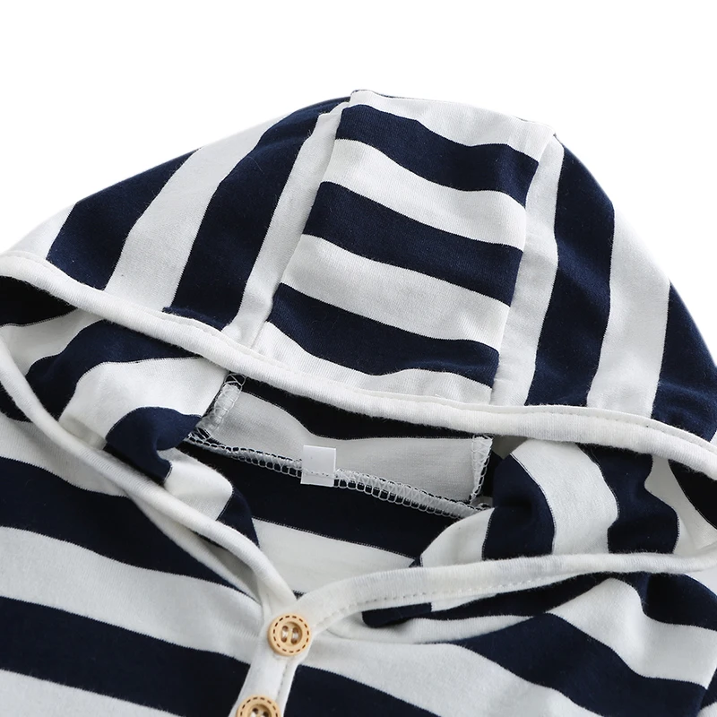 Spring Autumn Casual Children Newborn Boy Clothes Long Sleeve Hoodie Striped Printing Blouse Kids Infant Tops Sweater Wear New