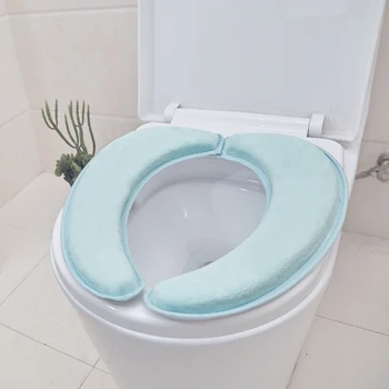

NEW Extra thick Warm Soft Toilet Cover Seat Lid Pad Closestool Protector Bathroom Accessories Set Sticky Toilet Seat Cover Mat