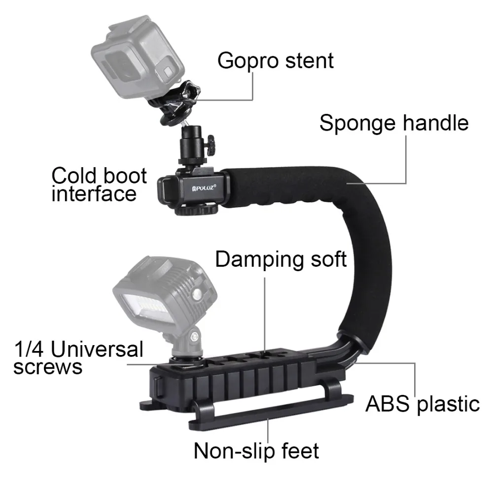 c handgrip câmera estabilizador com tripé cabeça