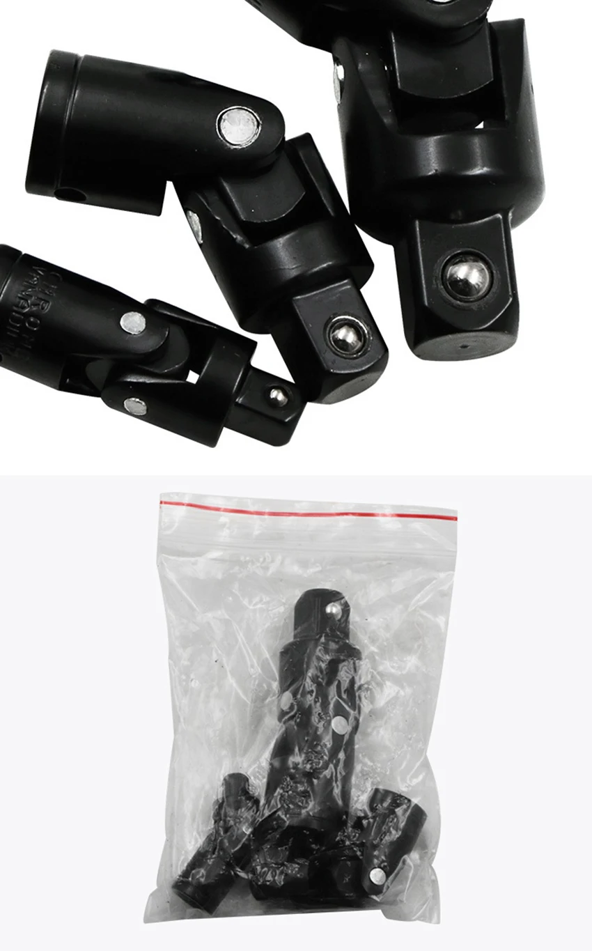 3PCS/Set Universal Joint, 1/4, 3/8& 1/2 inch Drive, Square Head Drive Sockets Chrome Vanadium Steel Sleeve Adapter Converter