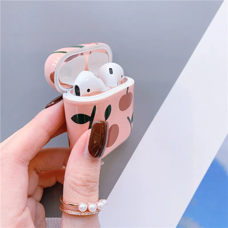 Милый Вишневый наушник с Bluetooth чехол для Airpods аксессуары мультфильм жесткий чехол для наушников коробка для Airpods 1 2 сумка с зарядкой