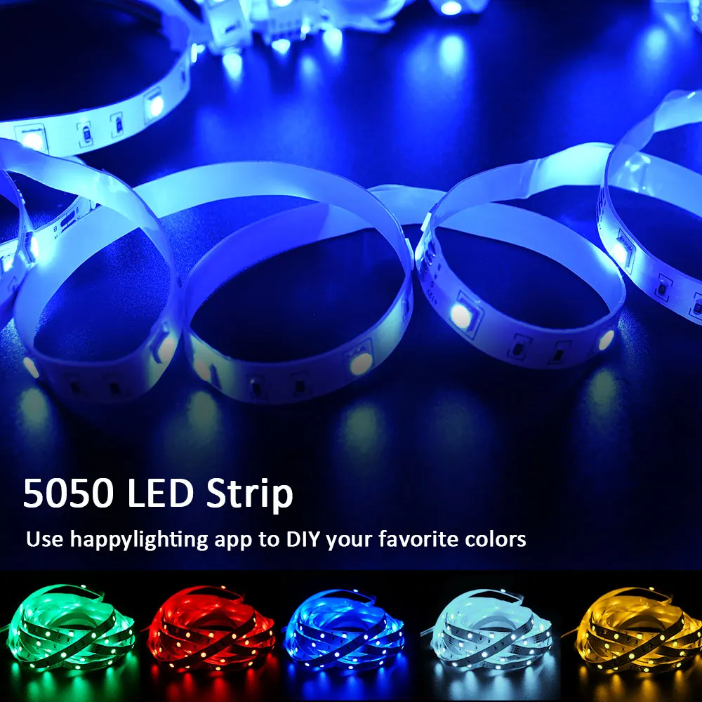 Details about   RGB5050 LED Light Strip Music Synchronized Color Changing Phone App Remote Rope 