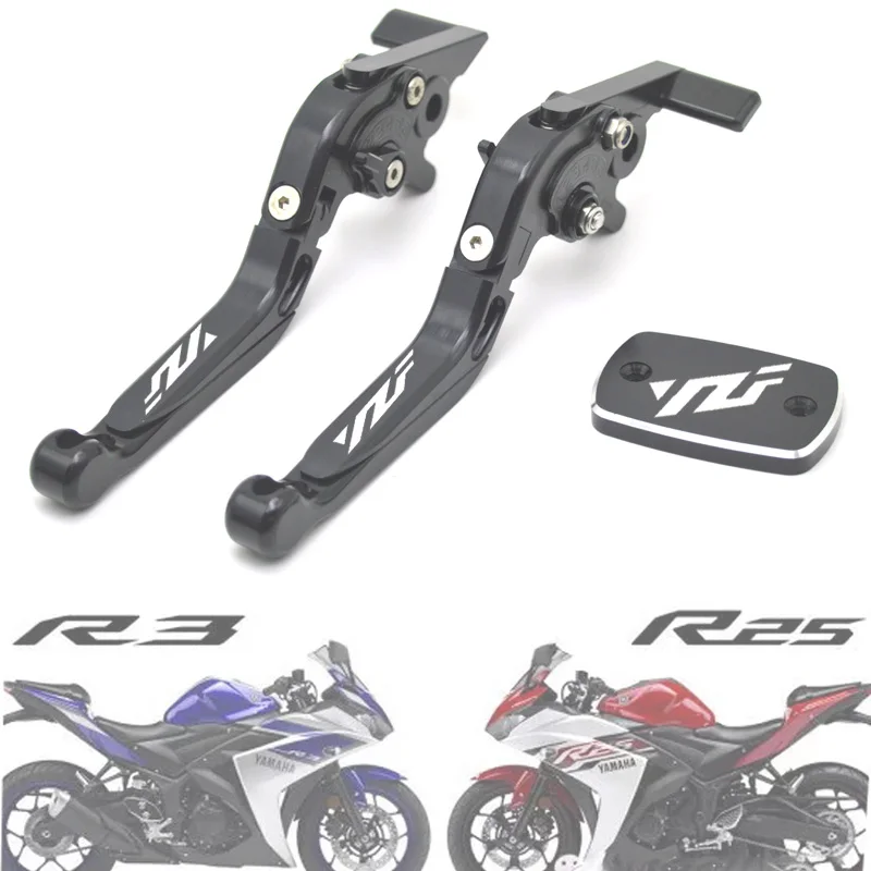 

For YZFR3 R25 YZFR25 R3 2015-2019 Motorcycle Folding Extendable Left Right Brake Levers Front Brake Fluid Reservoir Cap Cover