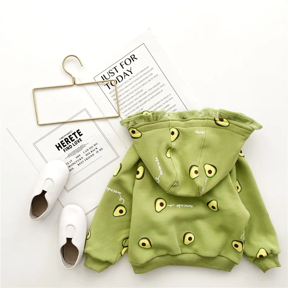 Tonytaobaby/осенне-зимняя одежда; Новинка; детская одежда для мальчиков и девочек; Милая Детская толстовка с капюшоном с принтом авокадо и томатов