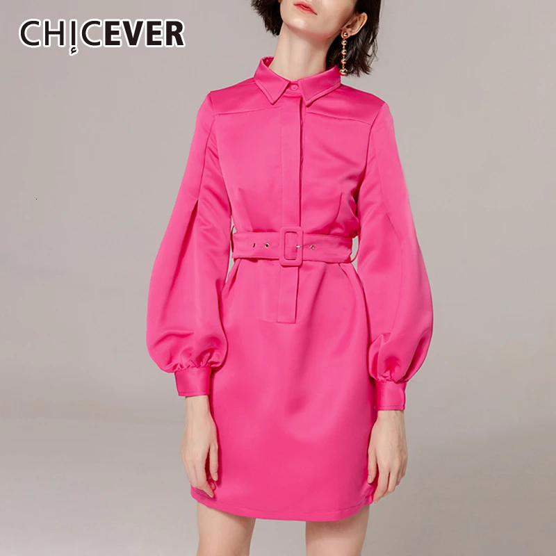 CHICEVER, винтажные женские платья, водолазка, фонарь, длинный рукав, высокая талия, с поясом, с рюшами, платье для женщин, мода, новинка