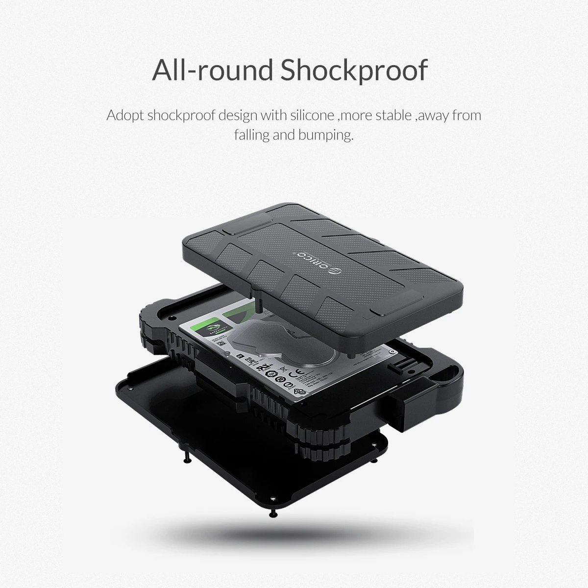 Najtaniej ORICO 2.5 Cal USB3.0 obudowa HDD potrójna ochrona z hakiem na zewnątrz wodoodporna, odporna na wstrząsy pyłoszczelna obudowa dysku twardego dla HDD SSD