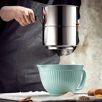 

Durable Lightweight Kitchen Gadget Stainless Steel Flour Sifter Hand Crank Baking Powdered Sugar Sieve Kitchen Tool