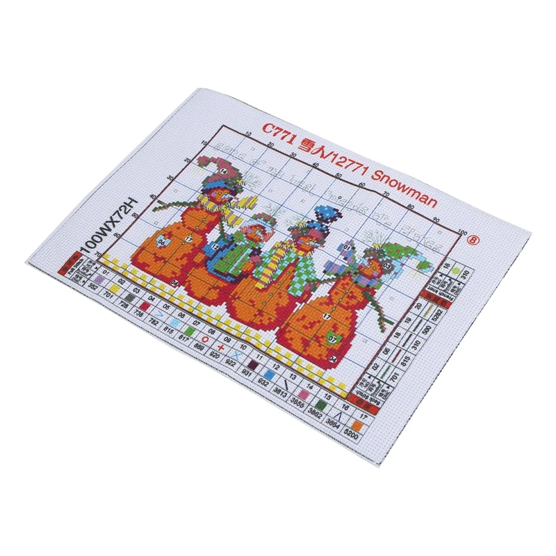 1 set Printed Christmas 4 Snowman Pattern Cross Stitch 11 CT DIY Needle Wedding Christmas Gift